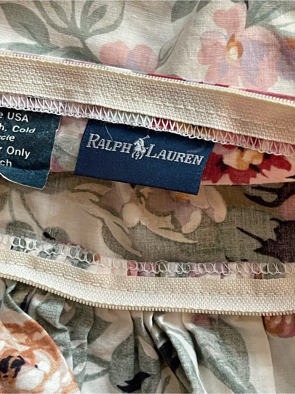 Ralph Lauren Floral Chintz 16” Pillow Covers Ruffle Trim